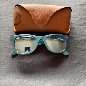 Ray-Ban Matte Blue Sunglasses with Tan Case